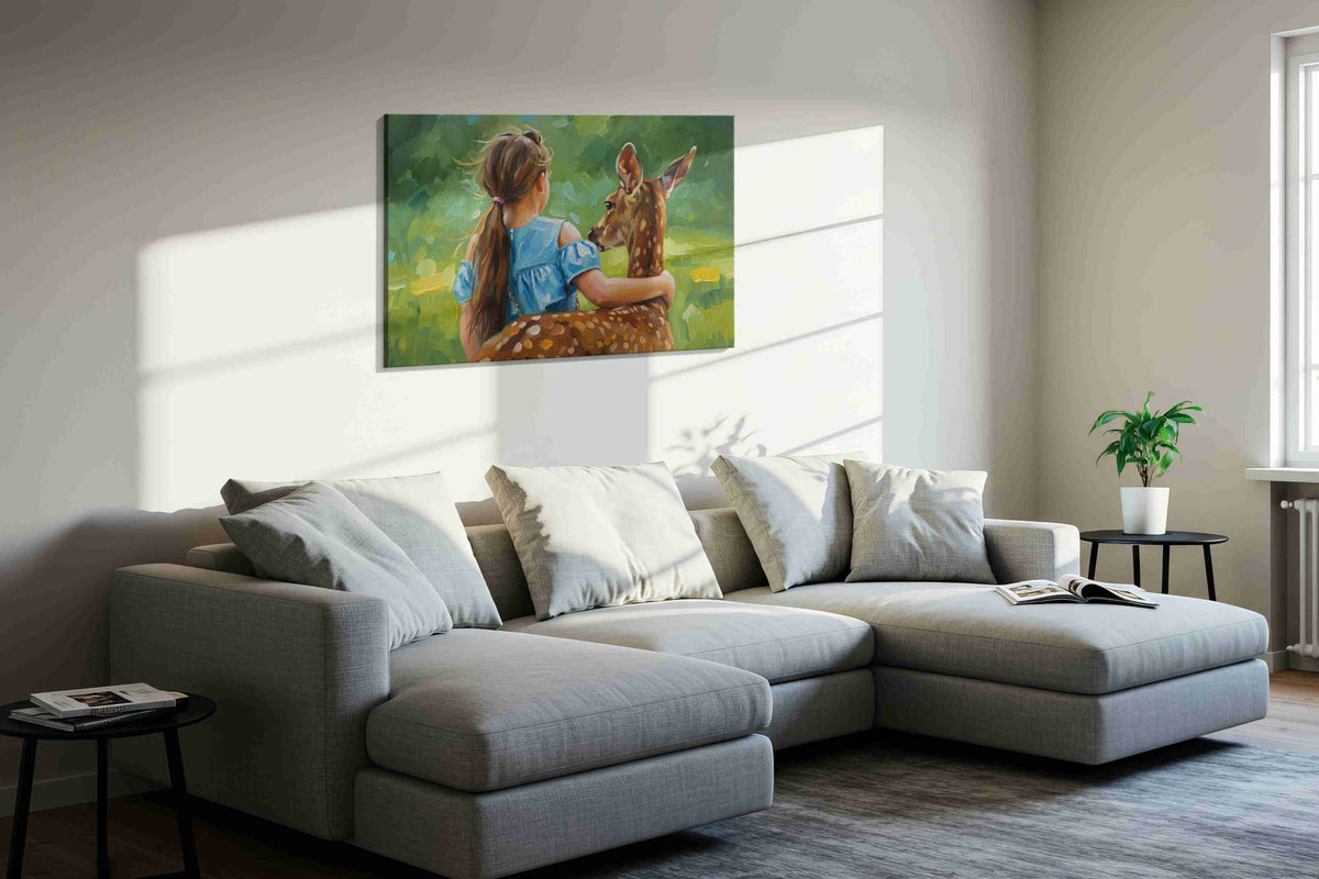 Embrace of the Wild animals canvas print in a living room scene