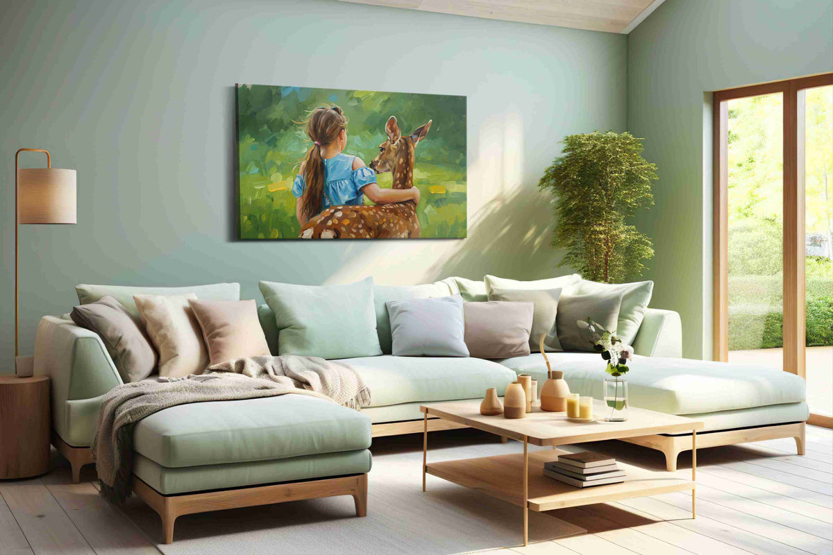 Embrace of the Wild animals canvas print, hanging on wall
