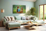 Embrace of the Wild animals canvas print, hanging on wall