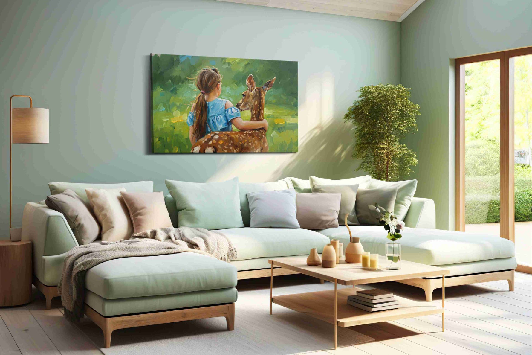 Embrace of the Wild animals canvas print, hanging on wall