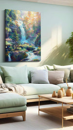 Enchanted Cascade Symphony – landscape canvas wall art, gallery-wrapped, ready to hang