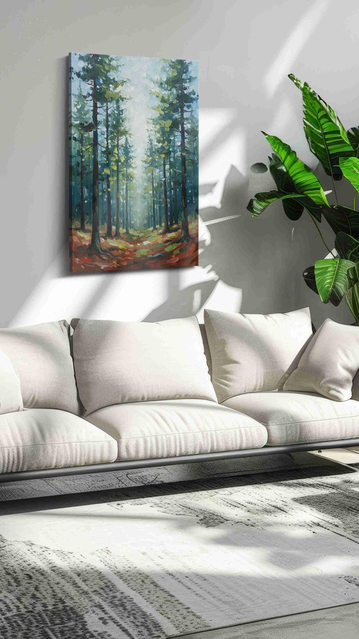 Enchanted Forest Pathway landscape canvas print, on wall, lifestyle preview