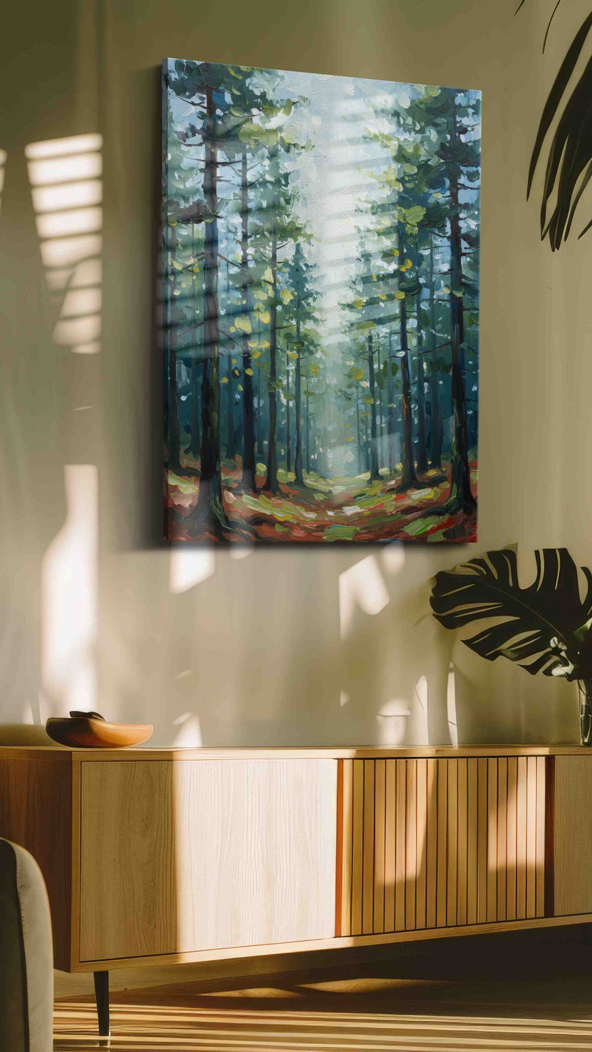 Enchanted Forest Pathway landscape canvas print in a hung canvas mockup