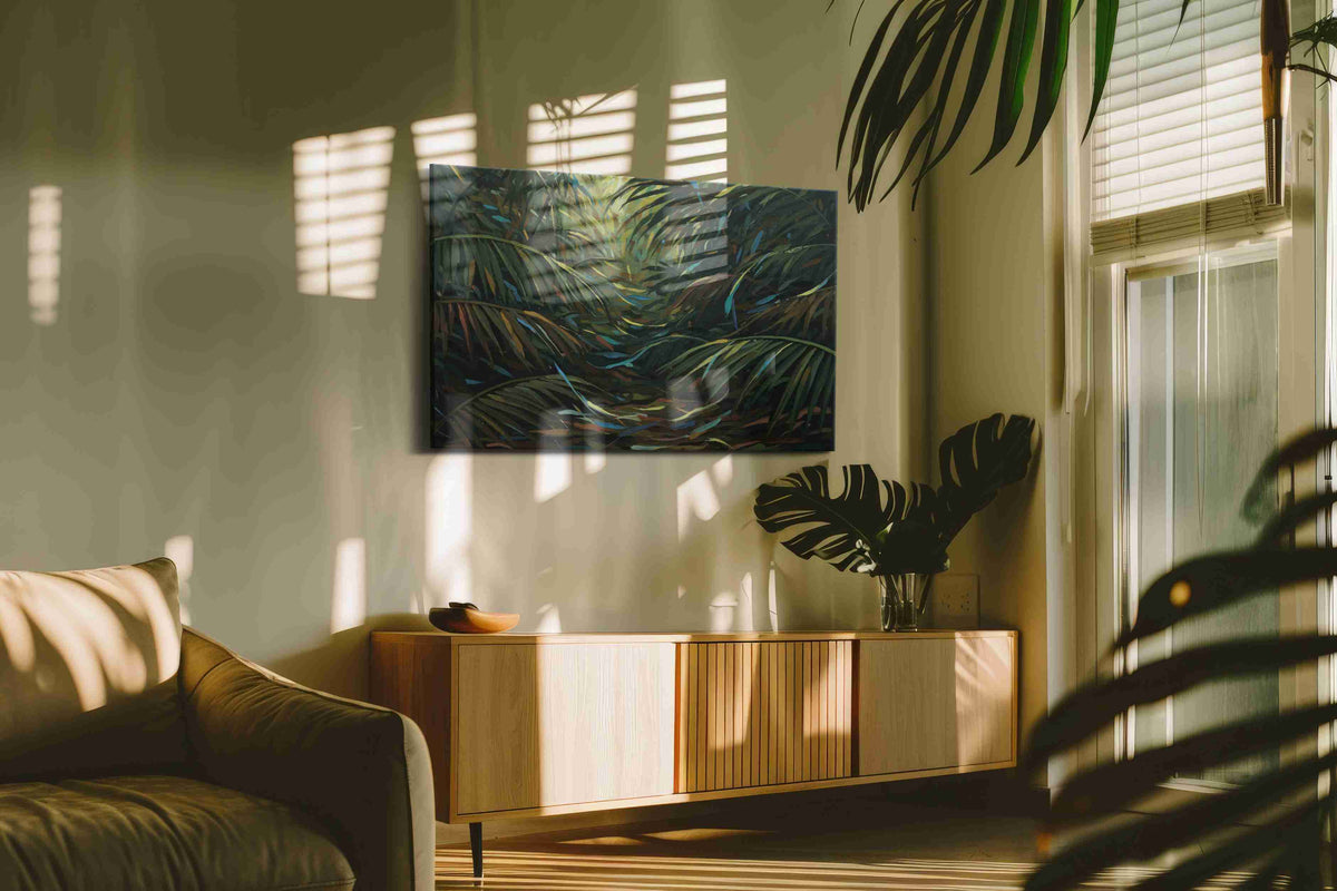 Enchanted Jungle Pathway nature canvas print in a hung canvas mockup