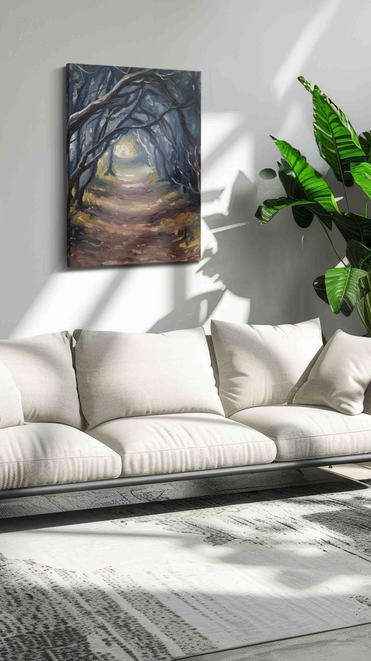 Enchanted Woodland Path nature canvas print, on wall, lifestyle preview