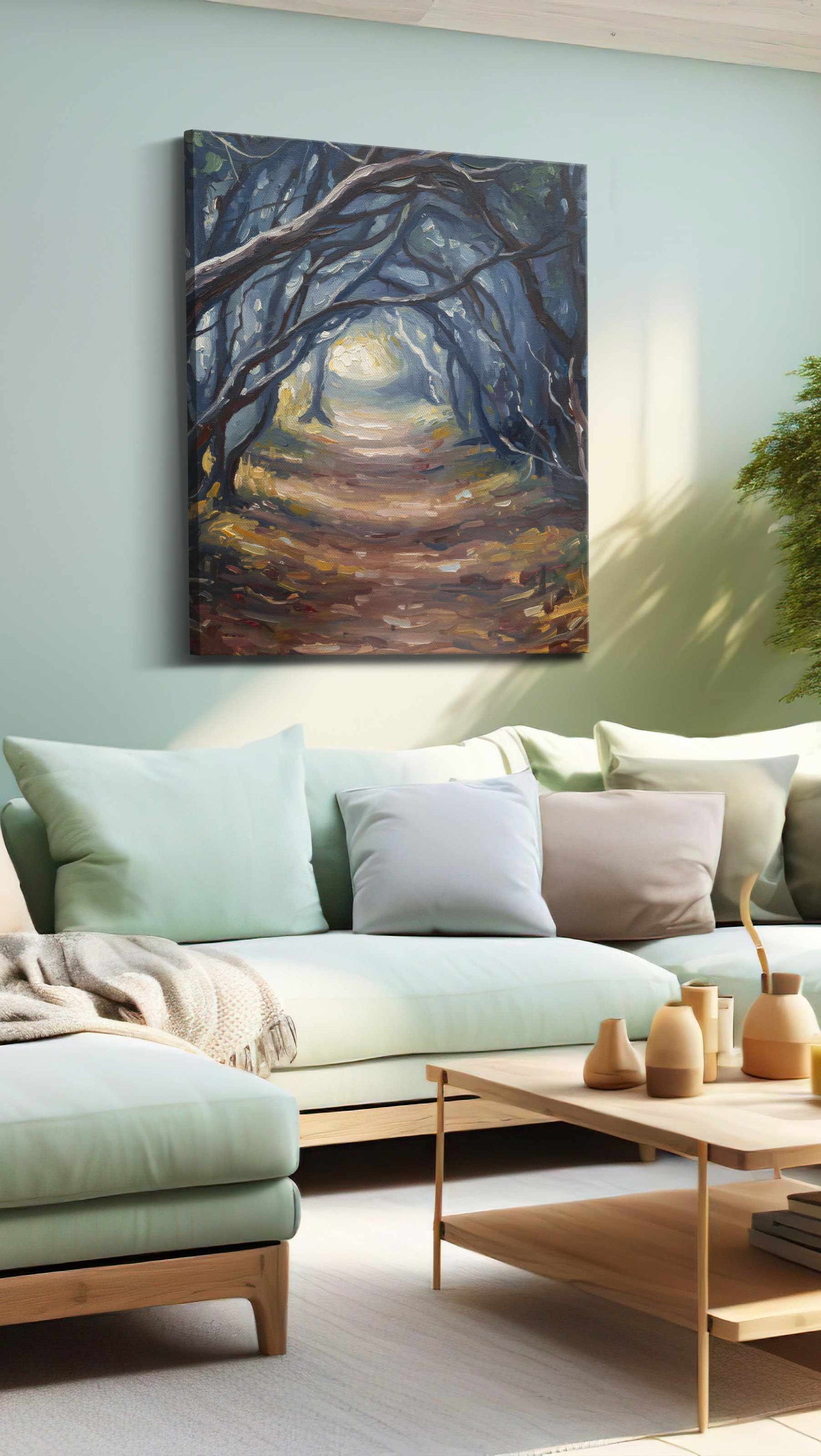 Enchanted Woodland Path – nature canvas wall art, gallery-wrapped, ready to hang