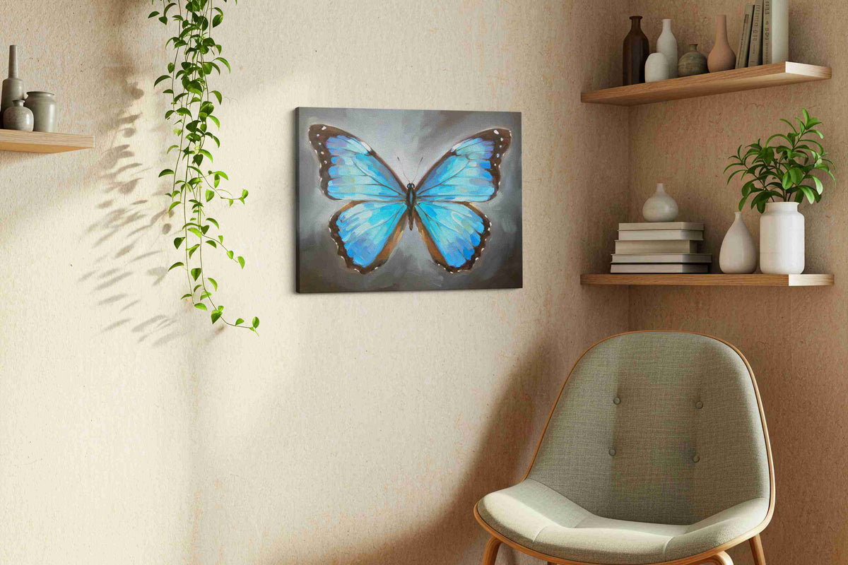 Ethereal Azure Wings animals canvas print in a living room scene