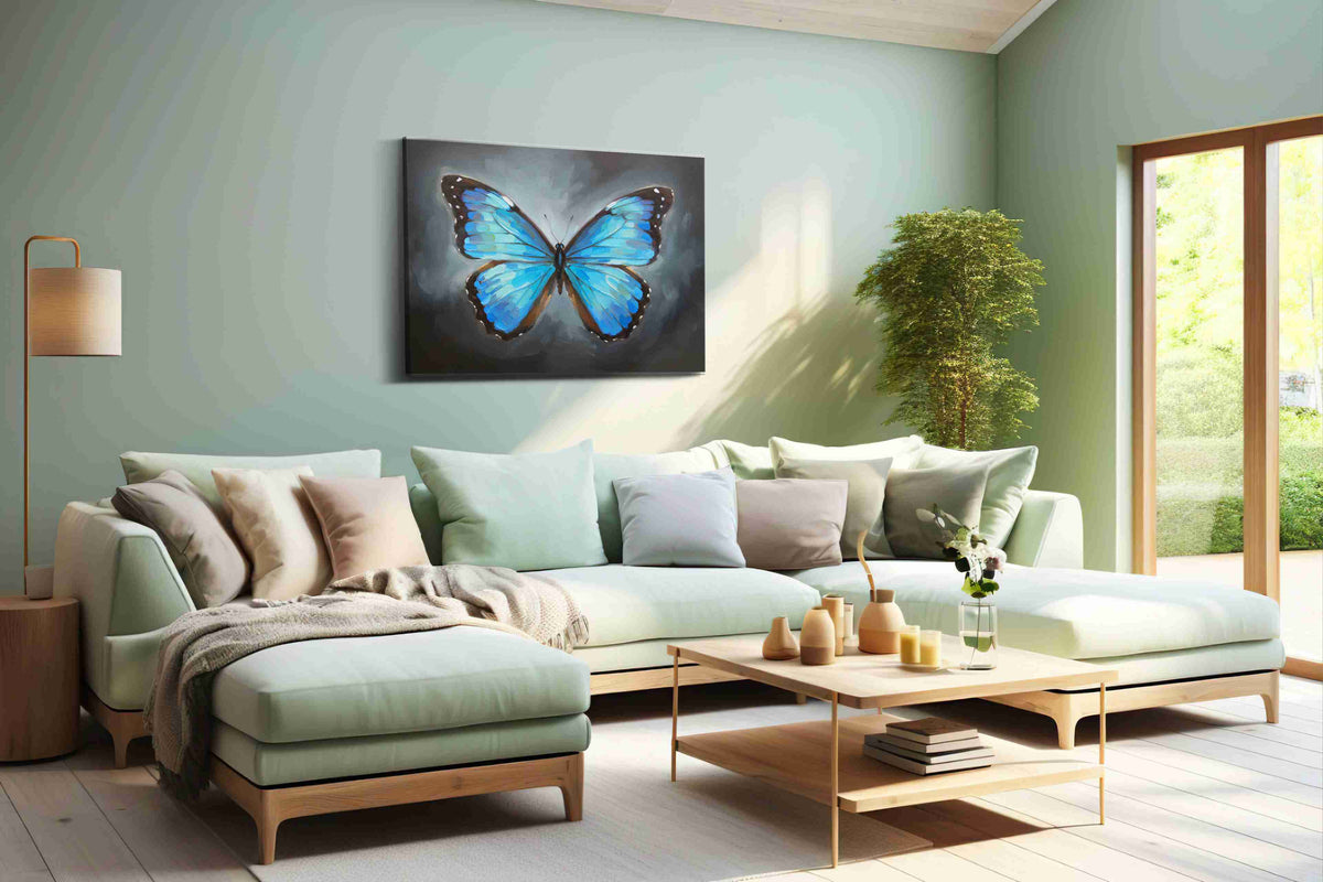Ethereal Azure Wings animals canvas print, hanging on wall