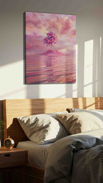 Ethereal Blossom landscape canvas print, displayed in a bedroom