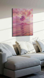 Ethereal Blossom landscape canvas print, displayed in a living room
