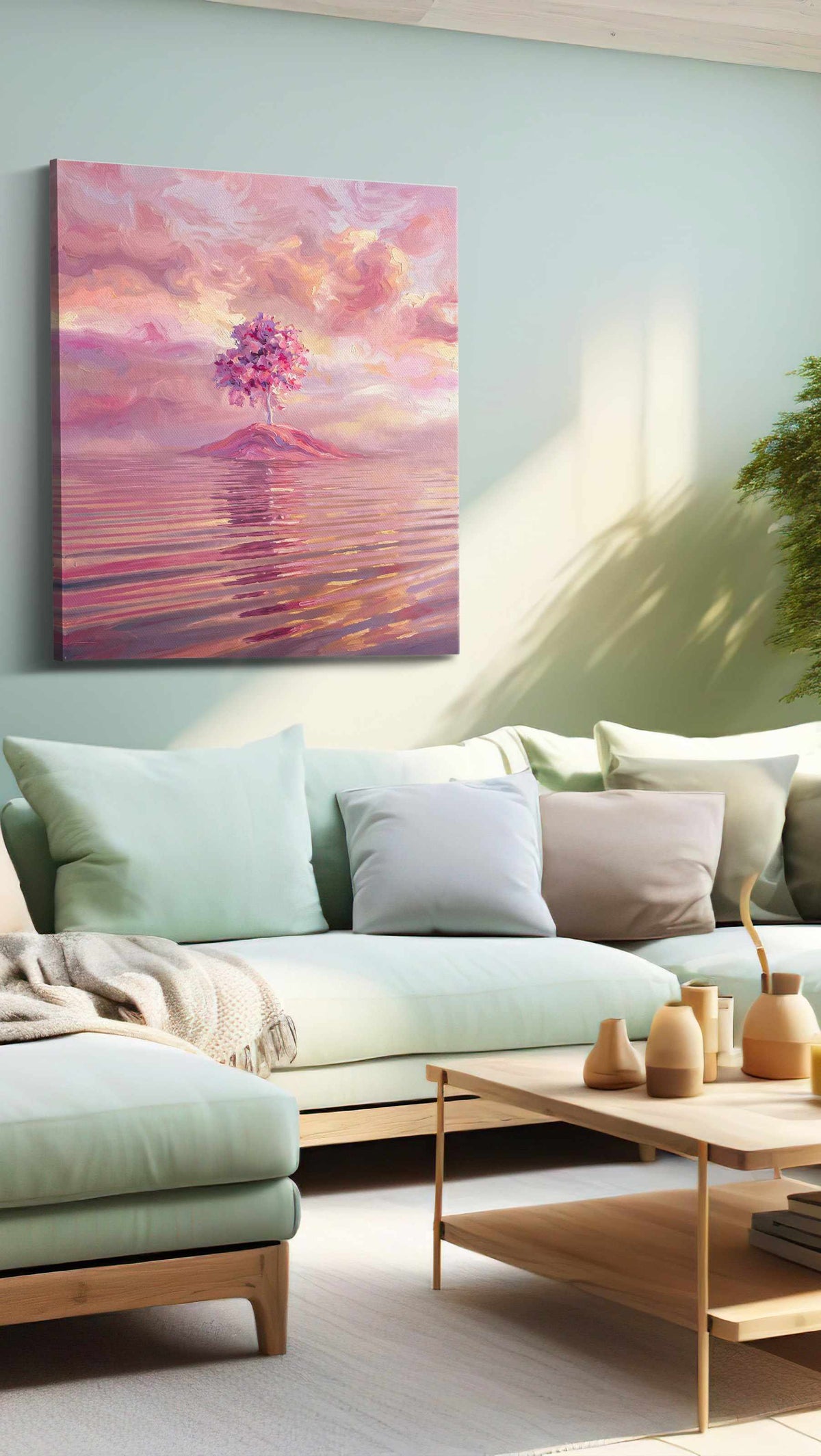 Ethereal Blossom landscape canvas print, hanging on wall