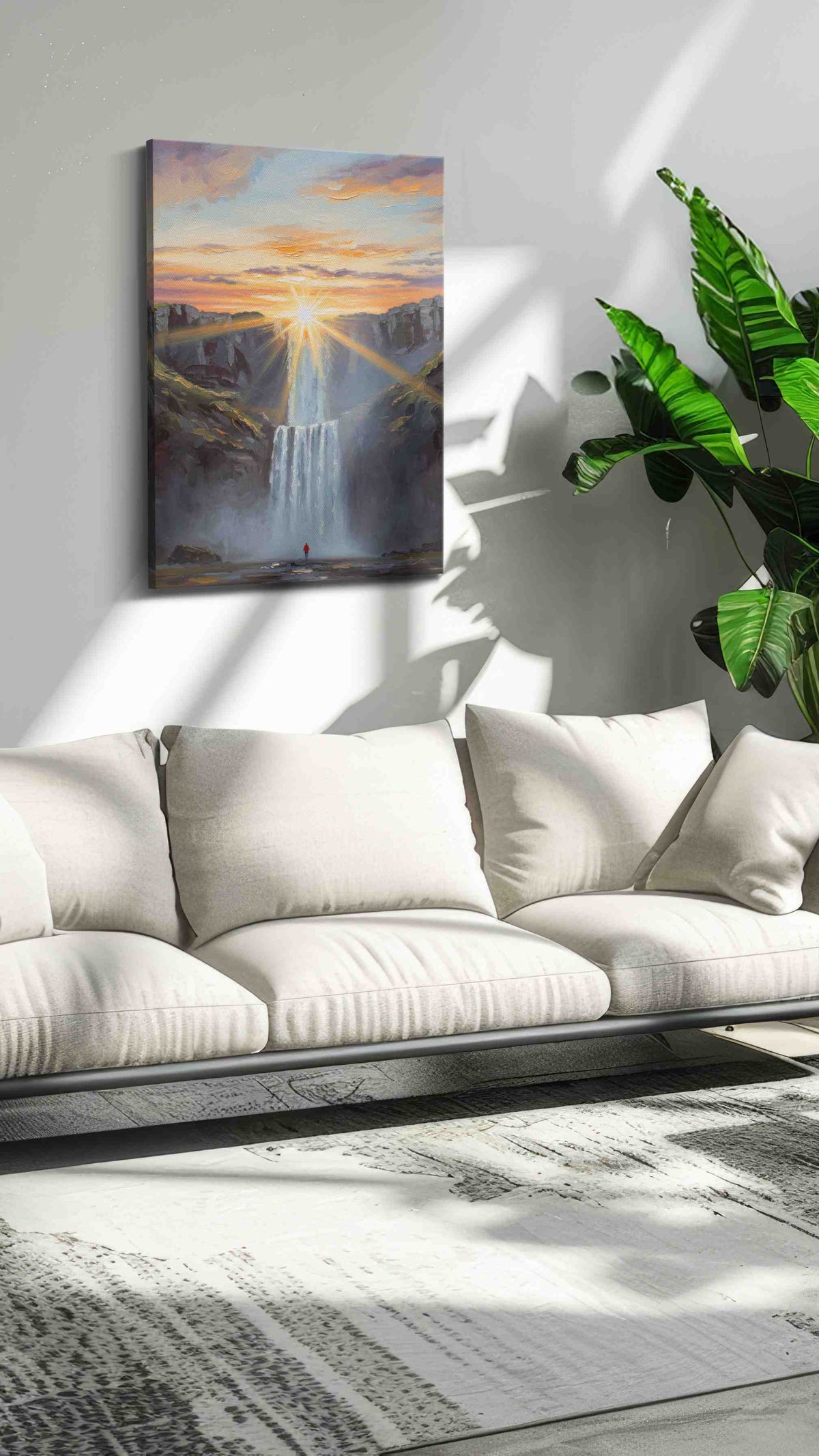 Ethereal Cascade at Dawn – nature canvas wall art, gallery-wrapped, ready to hang