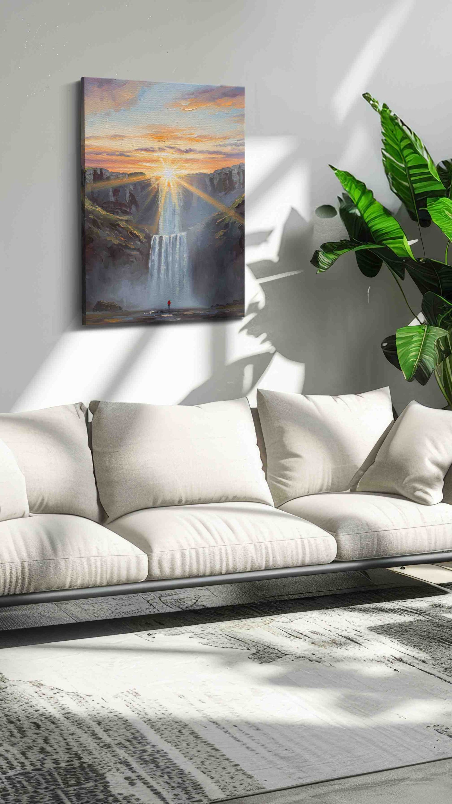 Ethereal Cascade at Dawn – nature canvas wall art, gallery-wrapped, ready to hang