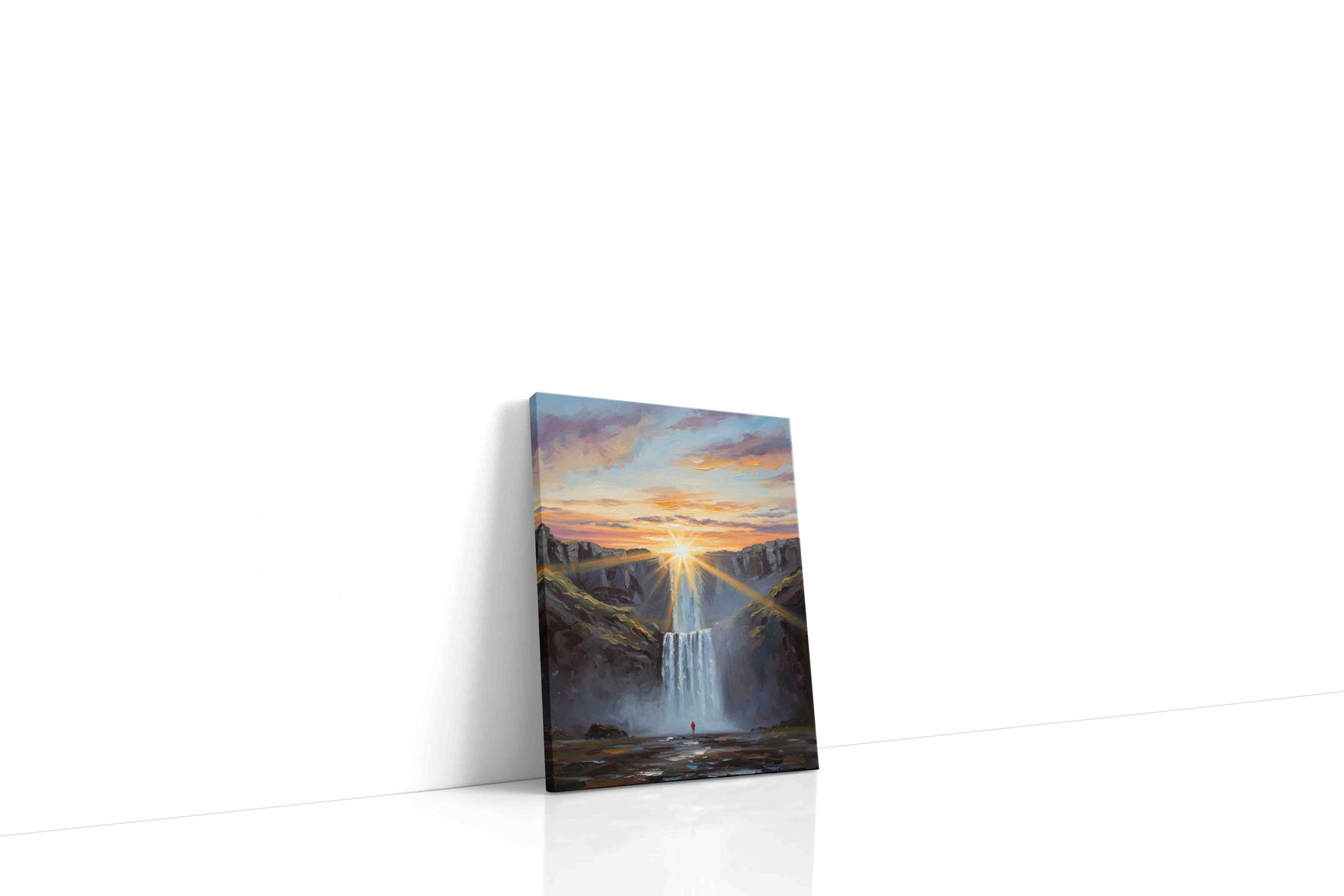 Ethereal Cascade at Dawn nature canvas print gallery-wrapped portrait canvas studio shot