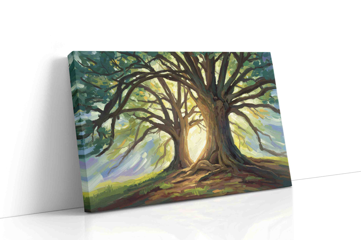 Ethereal Dawn Through The Trees nature canvas print, gallery-wrapped, ready to hang