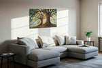 Ethereal Dawn Through The Trees nature canvas print styled in a living room