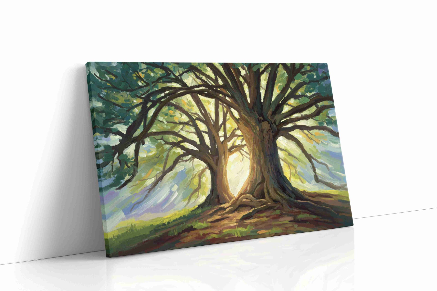 Ethereal Dawn Through The Trees nature canvas print gallery-wrapped landscape canvas studio shot