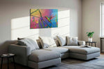 Ethereal Hummingbird Symphony birds canvas print, displayed in a living room