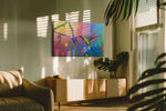Ethereal Hummingbird Symphony birds canvas print in a hung canvas mockup