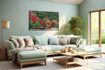 Garden Squirrel Symphony animals canvas print, hanging on wall