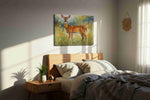Graceful Meadow Serenade animals canvas print, displayed in a bedroom