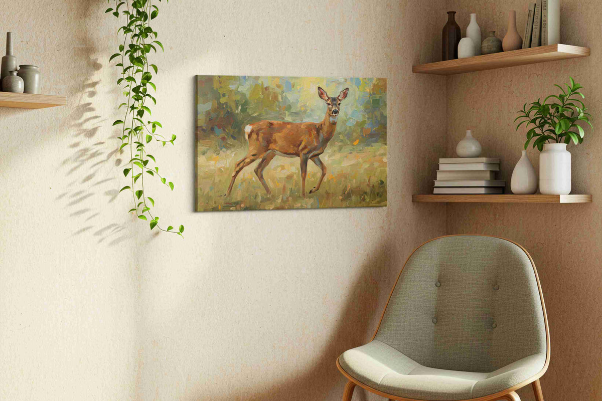 Graceful Woodland Stroll – animals canvas wall art, gallery-wrapped, ready to hang
