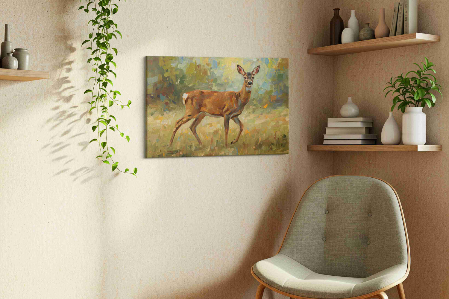 Graceful Woodland Stroll – animals canvas wall art, gallery-wrapped, ready to hang