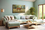 Graceful Woodland Stroll animals canvas print, hanging on wall