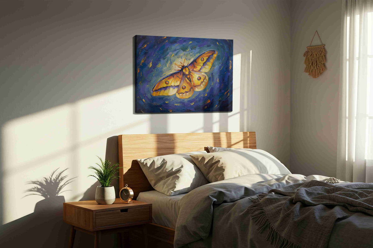 Luminous Flutter in the Night – nature canvas wall art, gallery-wrapped, ready to hang