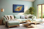 Luminous Flutter in the Night nature canvas print shown in a wall scene