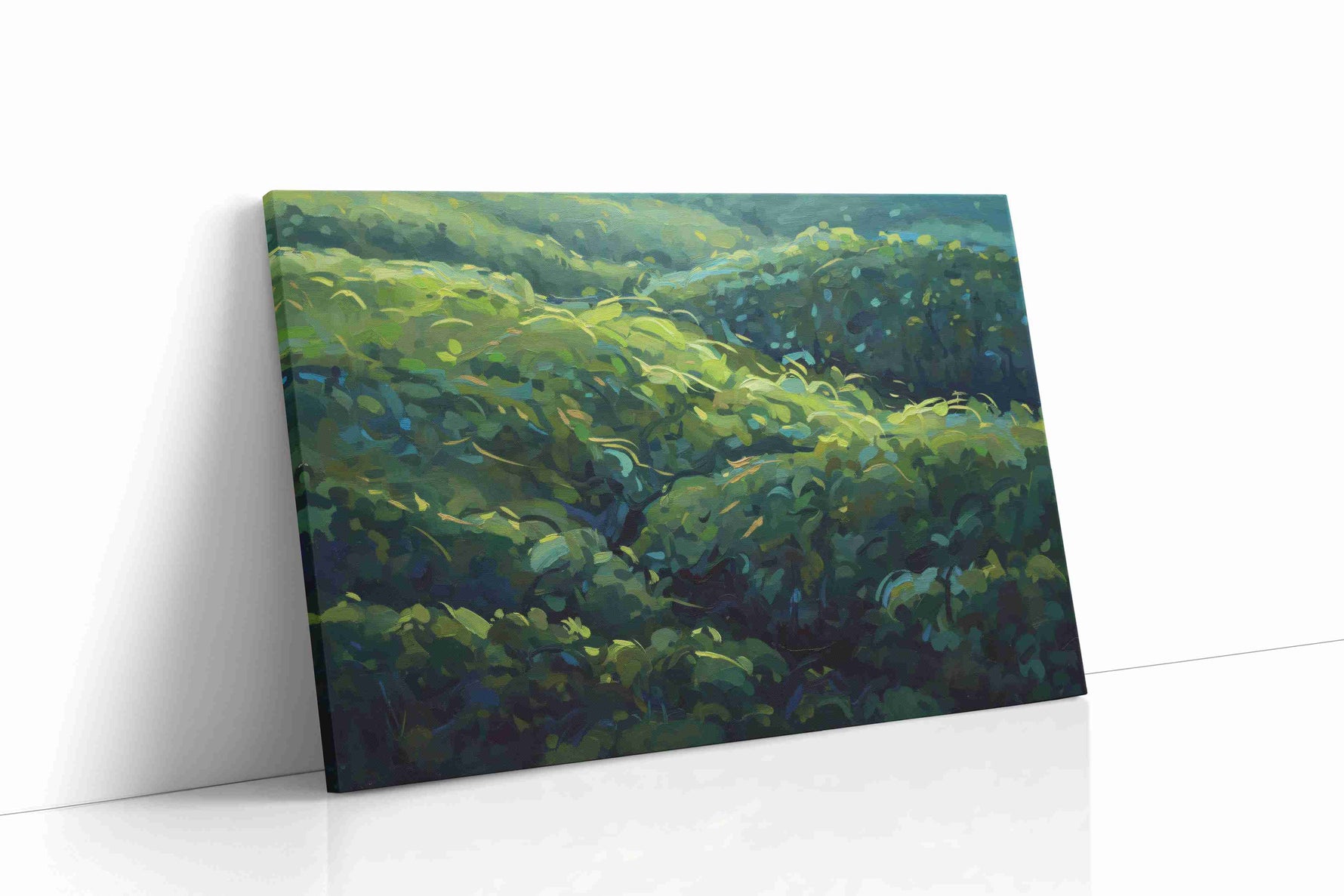 Luminous Verdant Waves nature canvas print, gallery-wrapped, ready to hang