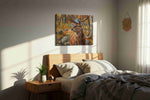 Majestic Autumn Stag animals canvas print, displayed in a bedroom