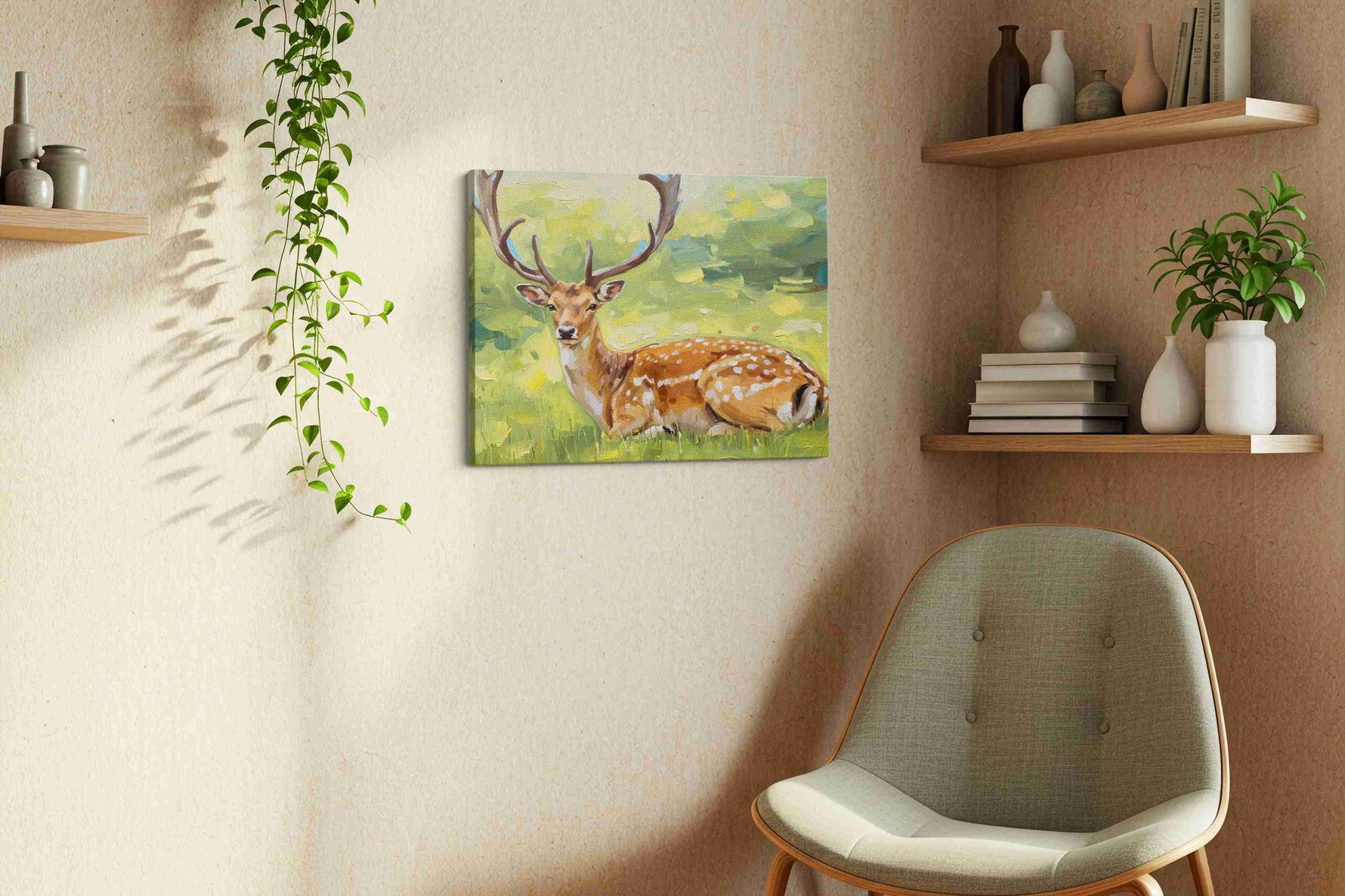 Majestic Meadow Guardian – animals canvas wall art, gallery-wrapped, ready to hang