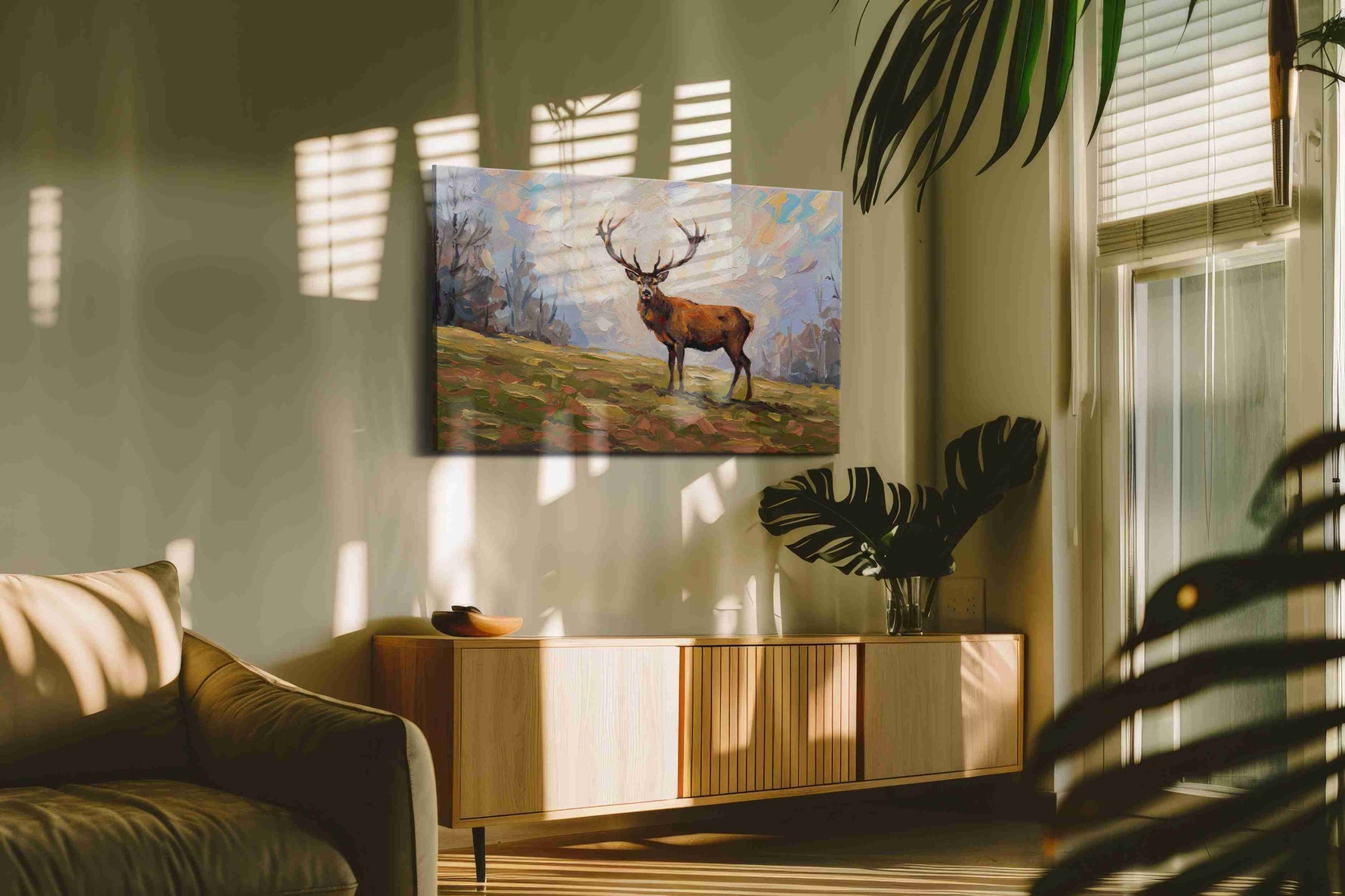 Majestic Wilderness Sentinel animals canvas print in a hung canvas mockup