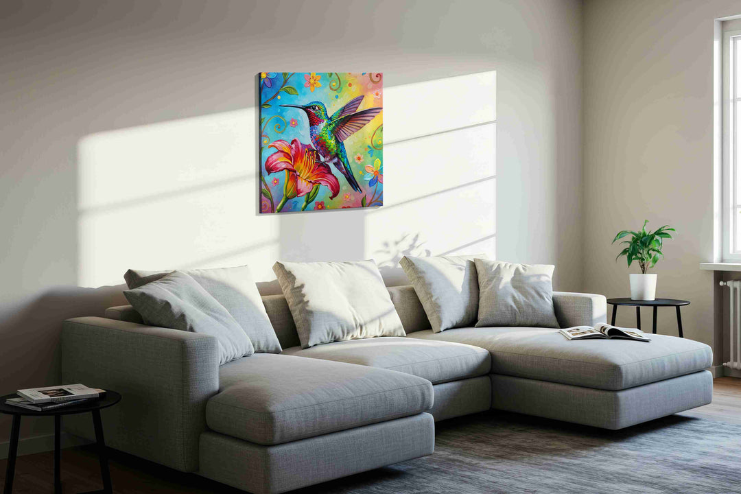 Radiant Flight of the Hummingbird – birds canvas wall art, gallery-wrapped, ready to hang