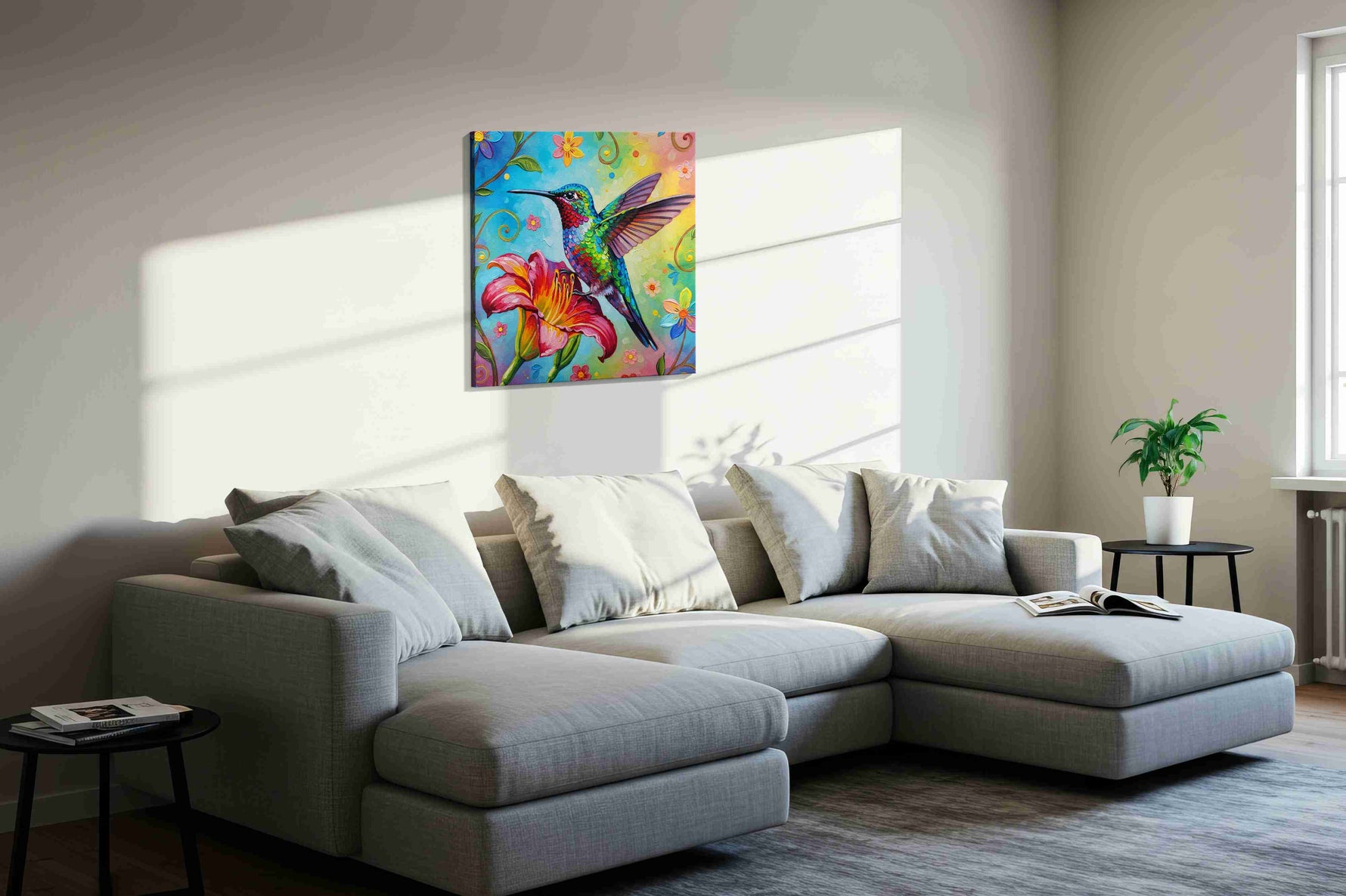 Radiant Flight of the Hummingbird – birds canvas wall art, gallery-wrapped, ready to hang