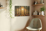 Radiant Forest Awakening nature canvas print, displayed in a living room
