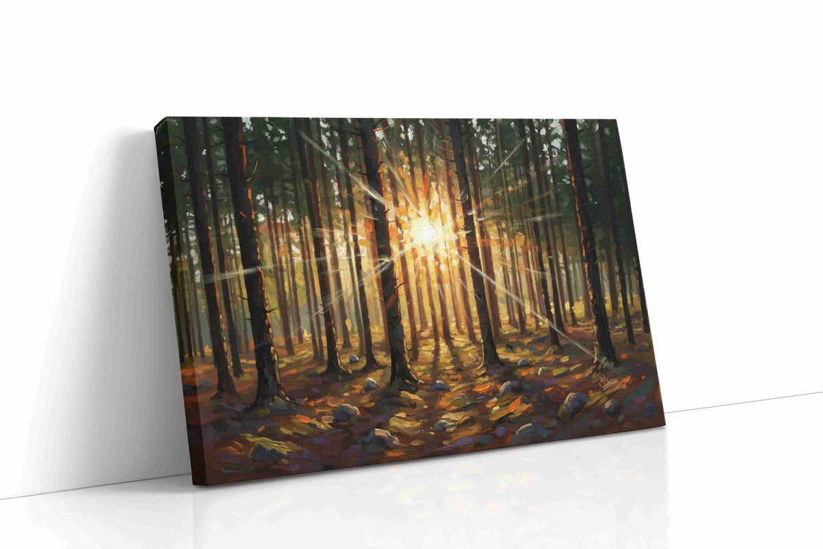 Radiant Forest Awakening II nature canvas print gallery-wrapped landscape canvas studio shot