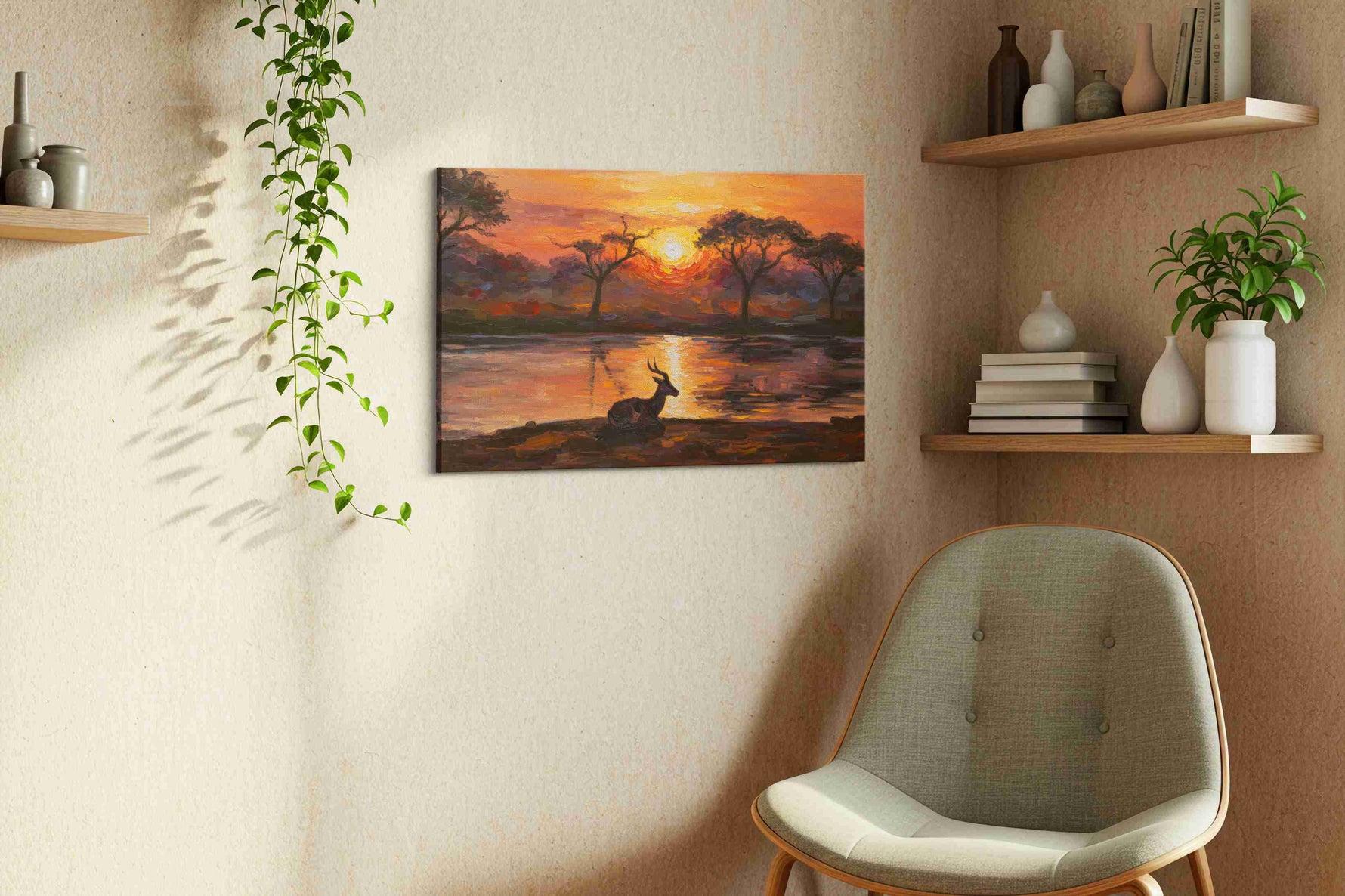 Serenade of the Savannah landscape canvas print, displayed in a living room