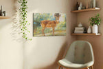 Serenity in the Glade animals canvas print, displayed in a living room