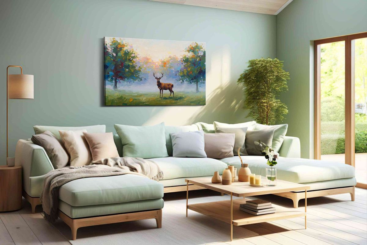 Serenity in the Mist nature canvas print, hanging on wall
