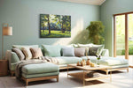 Sunlit Serenity Grove landscape canvas print, hanging on wall