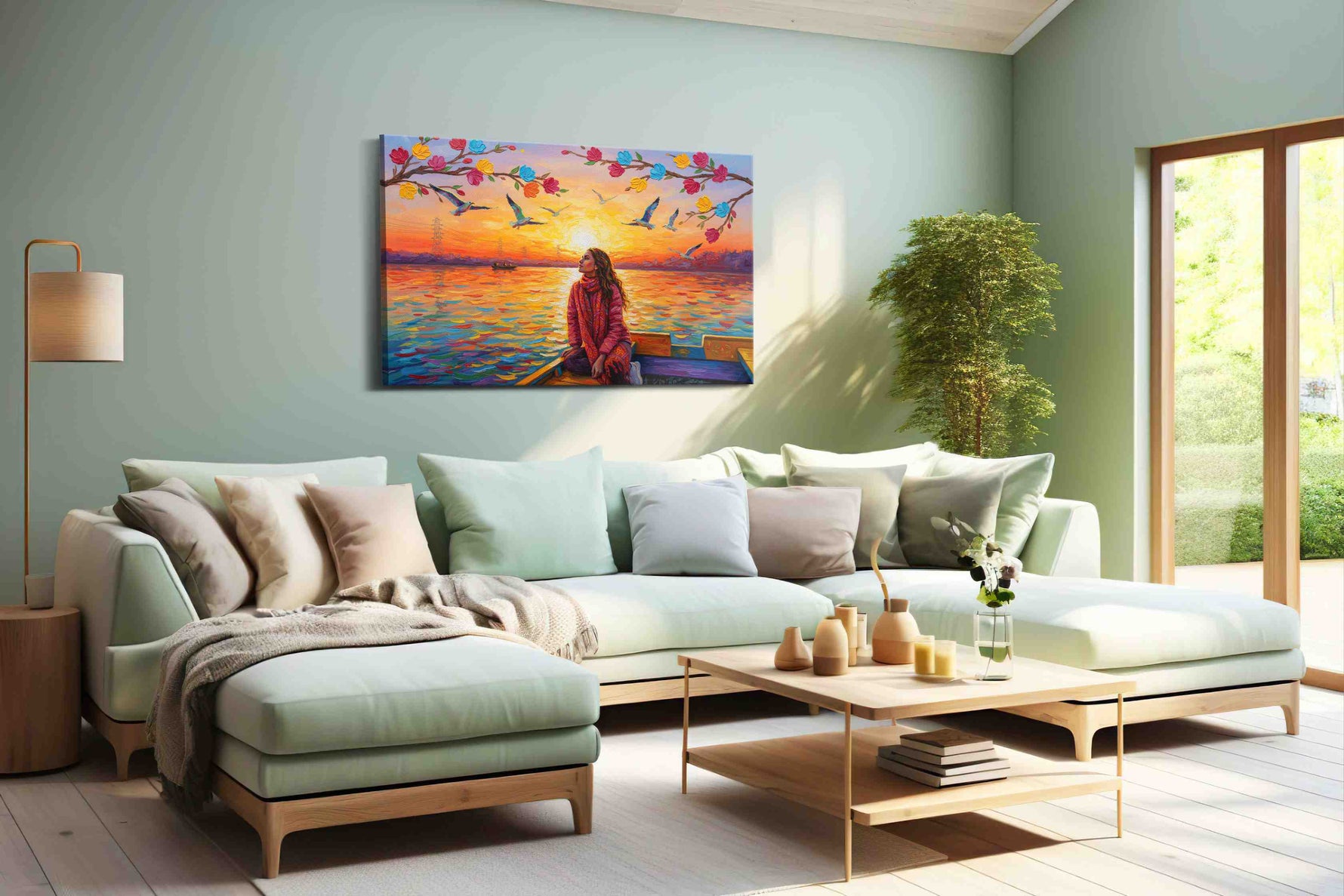Sunset Symphony of Colors landscape canvas print, hanging on wall