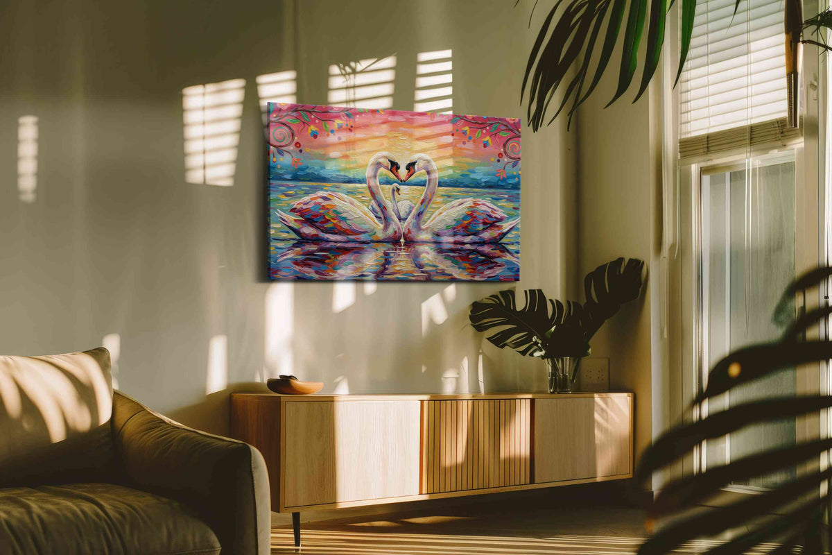 Symphony of Serenity birds canvas print in a contemporary interior mockup