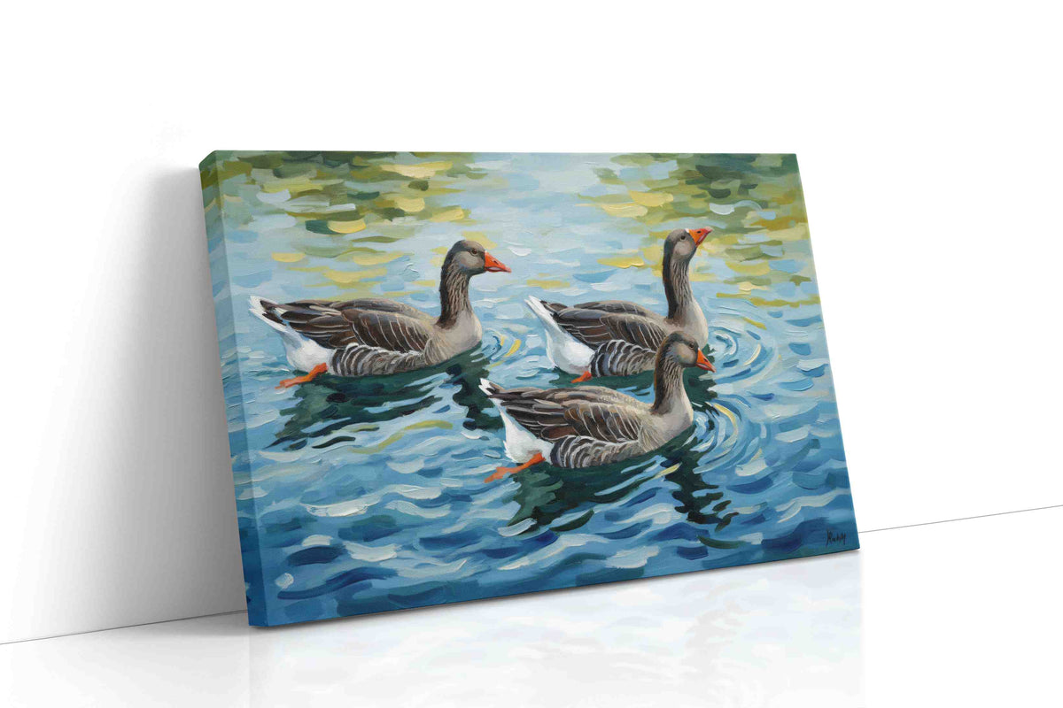 Tranquil Waters and Feathered Spirits birds canvas print gallery-wrapped landscape canvas studio shot