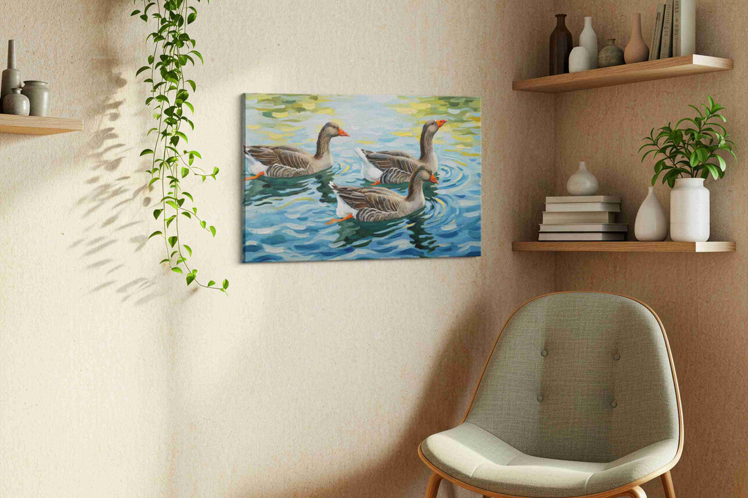 Tranquil Waters and Feathered Spirits – birds canvas wall art, gallery-wrapped, ready to hang