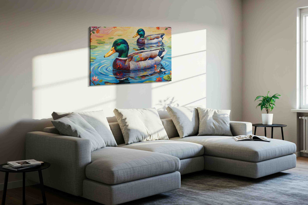 Whimsical Water Ballet – birds canvas wall art, gallery-wrapped, ready to hang