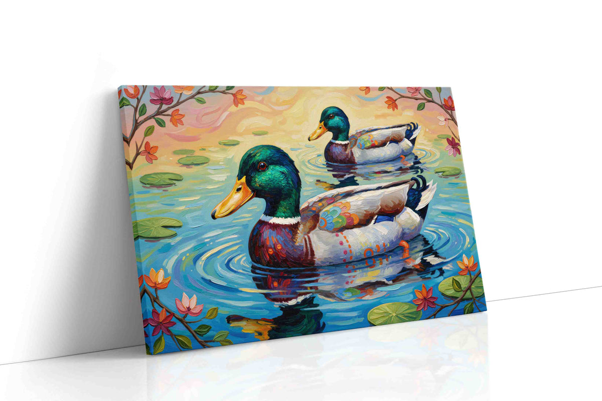 Whimsical Water Ballet birds canvas print gallery-wrapped landscape canvas studio shot