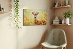 Whimsical Woodland Encounter animals canvas print, hanging on wall — view 3