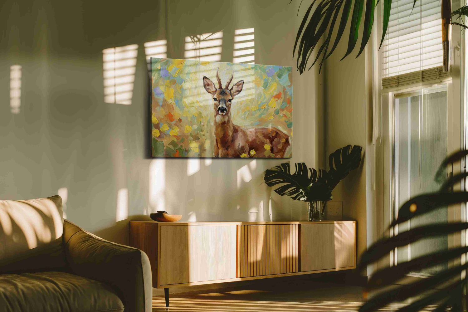 Whimsical Woodland Encounter – animals canvas wall art, gallery-wrapped, ready to hang